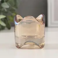 Подсвечник стекло на 1 свечу "Столбик с волной" прозрачный карамель 5,8х5,8х6 см