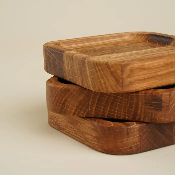 Набор тарелок - подставок SL Home, 10&times;10&times;2 см, 3 шт., дуб