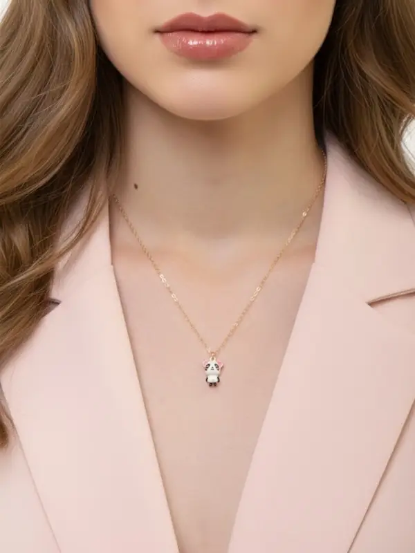 Кулон на цепочке &laquo;Прелесть&raquo;, панда милый, бело-чёрный в золоте, 40 см