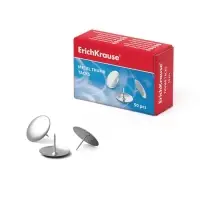 Кнопки канцелярские ErichKrause, никелированные 12 мм, 50 штук