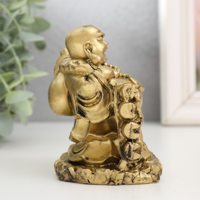 Нэцкэ полистоун под бронзу Нэцкэ полистоун под бронзу "Хотей с чашей. Удача" 6х8х9,5 см