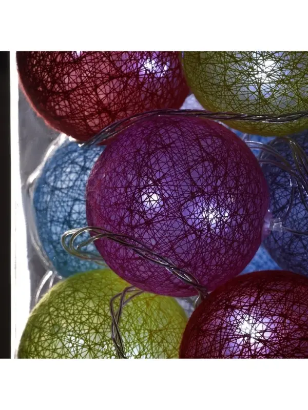 Гирлянда &laquo;Нить&raquo; 5 м с насадками &laquo;Клубки цветные&raquo;, IP20, прозрачная нить, 20 LED, свечение белое, 220 В