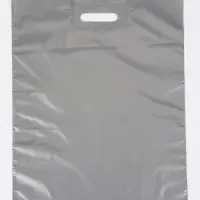 Пакет с вырубной усиленной ручкой ПВД 40х50 45 мкм серебряный