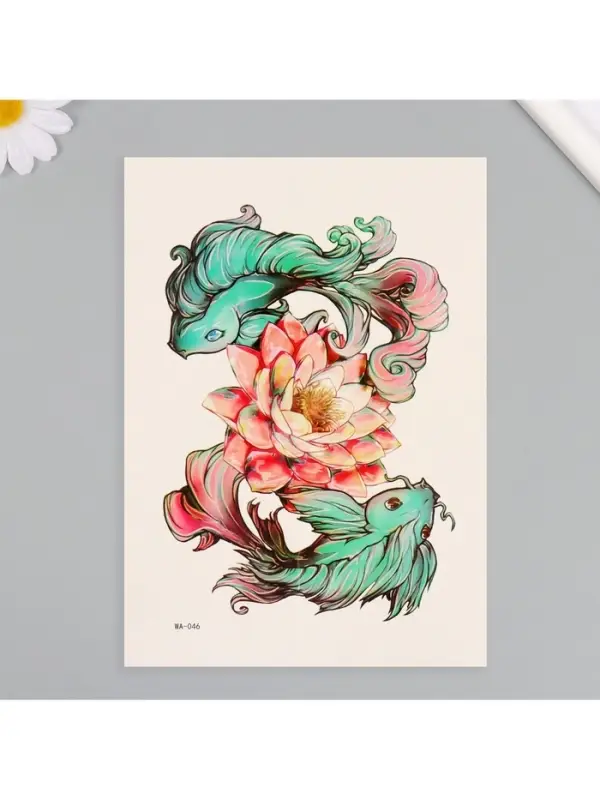 Переводная тату на тело цветная &laquo;Нежные рыбы&raquo;, 26.1&times;14.6 см
