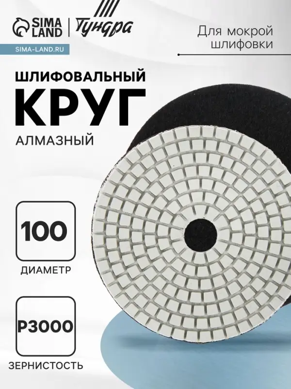 Алмазный гибкий шлифовальный круг ТУНДРА &laquo;Черепашка&raquo;, для мокрой шлифовки, 100 мм, № 3000