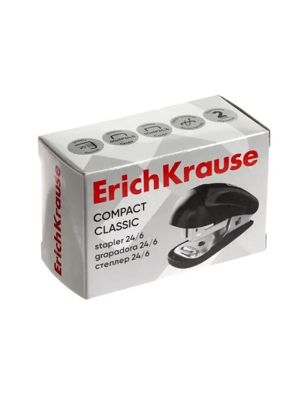 Степлер mini №24/6 20 л ErichKrause Compact Classic, чёрный