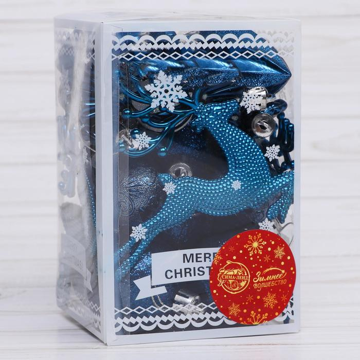 Набор украшений пластик 22 шт Набор украшений пластик 22 шт "Морозный день" синий