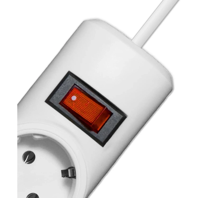 Сетевой фильтр PROGIX PG232 2р/5м/2,2кВт/10А заземление, белый, ПВС 3х0.75