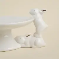 Подставка для торта и пирожных SL Home &laquo;Пасхальные кролики&raquo;, 30.5&times;25&times;15.5 см, доломит, белое