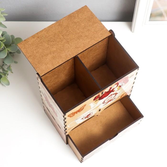 Чайный домик двойной с ящиком Чайный домик двойной с ящиком "Цветы" 20х8,7х15,2 см