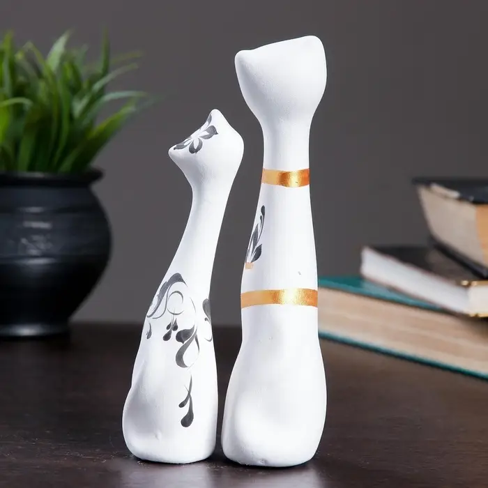 Набор фигурок керамика &laquo;Love Коты&raquo;, 2 шт., белые, 5&times;8&times;18 см