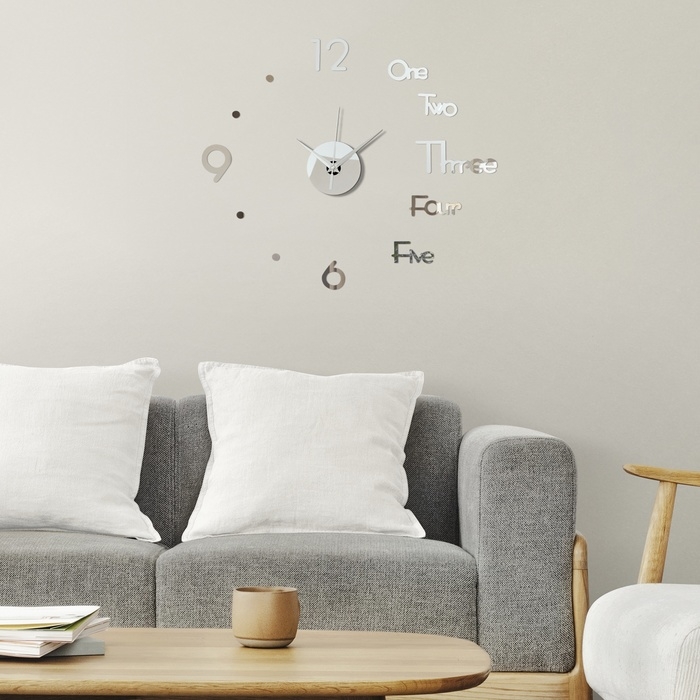 Часы настенные интерьерные большие, 3d  Часы настенные интерьерные большие, 3d "Биенн", бесшумные, наклейка, d-45 см