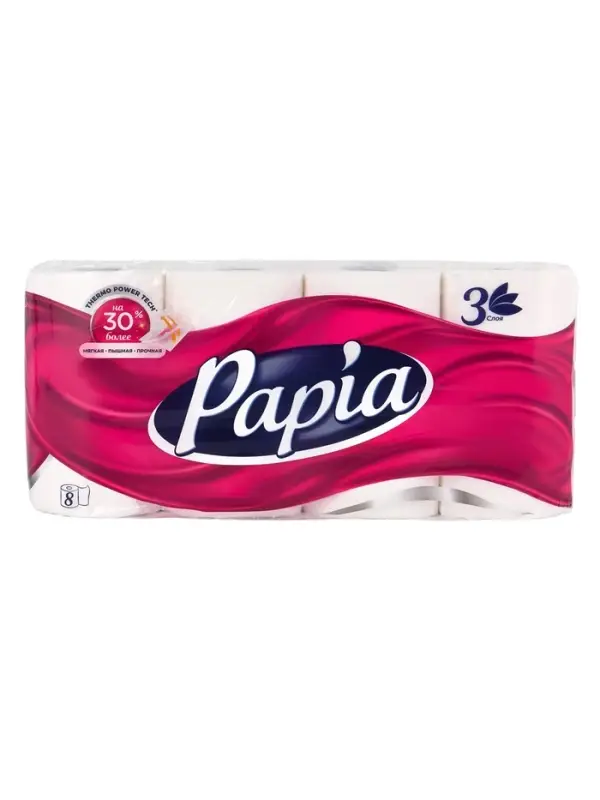 Туалетная бумага Papia Professional, 3 слоя, 8 рулонов