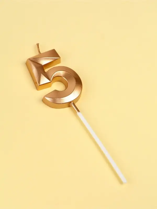 Свеча в торт на шпажке &laquo;Грань&raquo;, цифра 5, шампань, 5 см