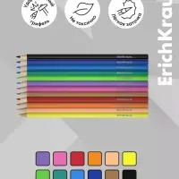 Карандаши 12цв , ErichKrause "Prima Cat", пластик, шестигр., европодвес