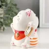 Копилка керамика "Манэки-нэко - иероглиф удача" оранж 7,2х8,3х10 см Копилка керамика "Манэки-нэко - иероглиф удача" оранж 7,2х8,3х10 см