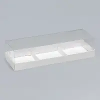 Коробка для муссовых пирожных 3 штуки, 26x8,5x6 Белый
