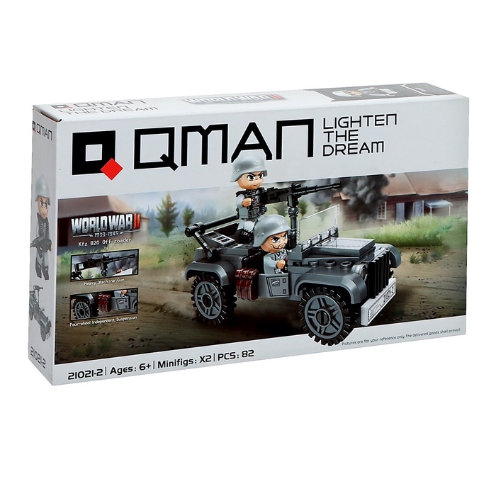 Конструктор блочный Вторая мировая война &laquo;Военный внедорожник&raquo;, 82 детали