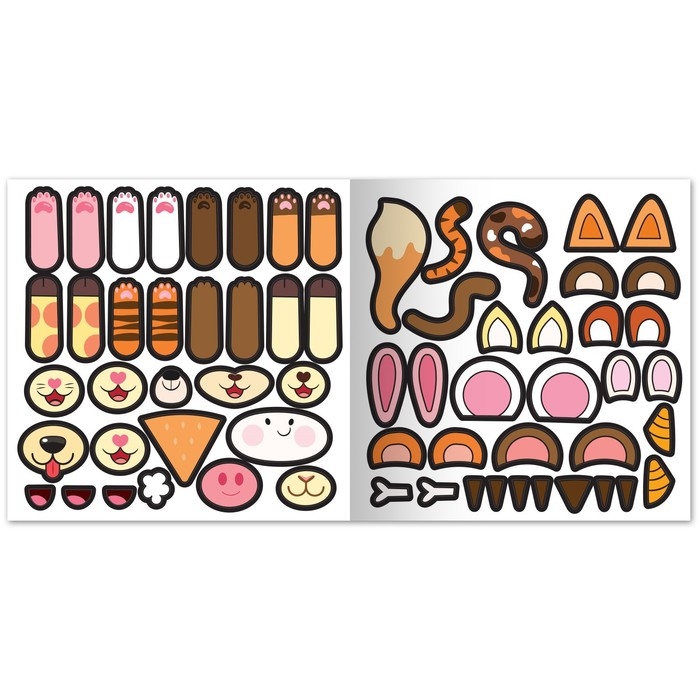 Книга с многоразовыми наклейками «Зверюшки из ватрушки», 12 стр., с маркером, 20 глазок Книга с многоразовыми наклейками «Зверюшки из ватрушки», 12 стр., с маркером, 20 глазок