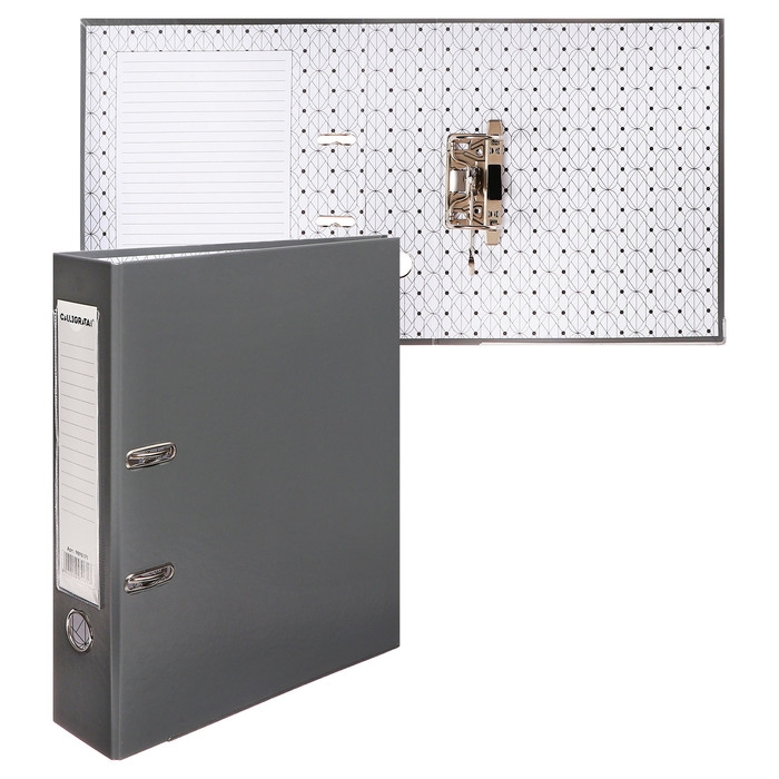 Папка-регистратор 75мм, А4, Calligrata Папка-регистратор 75мм, А4, Calligrata "Mega", бумвинил, с карманом на корешке, нижний металлический кант, серая
