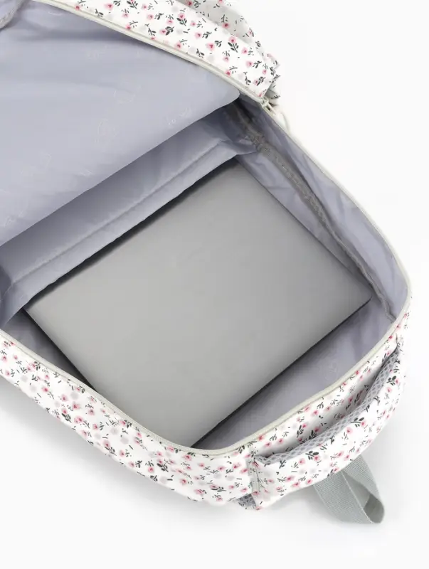 Рюкзак школьный для девочки &laquo;Цветочки&raquo;, 4 кармана, 31&times;13&times;48 см, белый