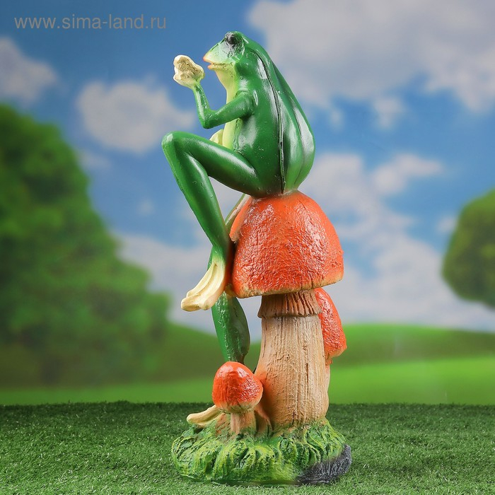 Садовая фигура  Садовая фигура "Лягушка с бабочкой" 14х14х39см