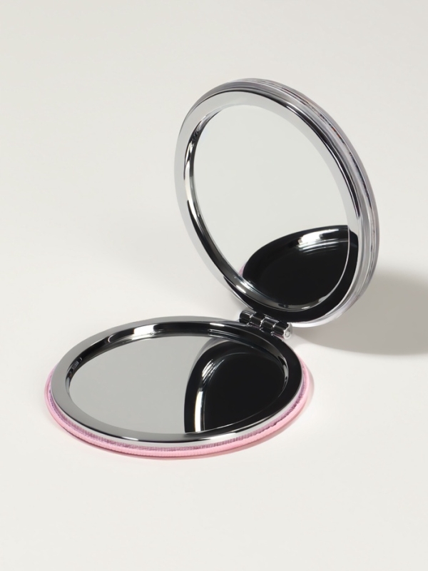 Зеркало складное «Цветы», d = 7,2 см, с увеличением, цвет чёрный/фиолетовый