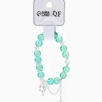 Браслет с подвесками &laquo;Сахарный. Сердце и искра&raquo;, шар № 10/8, d=6 см, зеленый, голубой в серебре