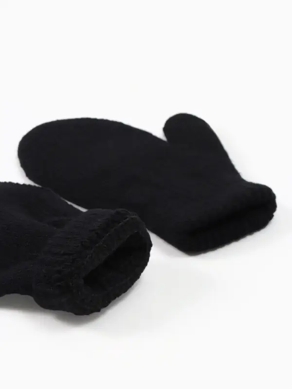 Варежки детские MINAKU двухслойные, цвет черный, 12 см