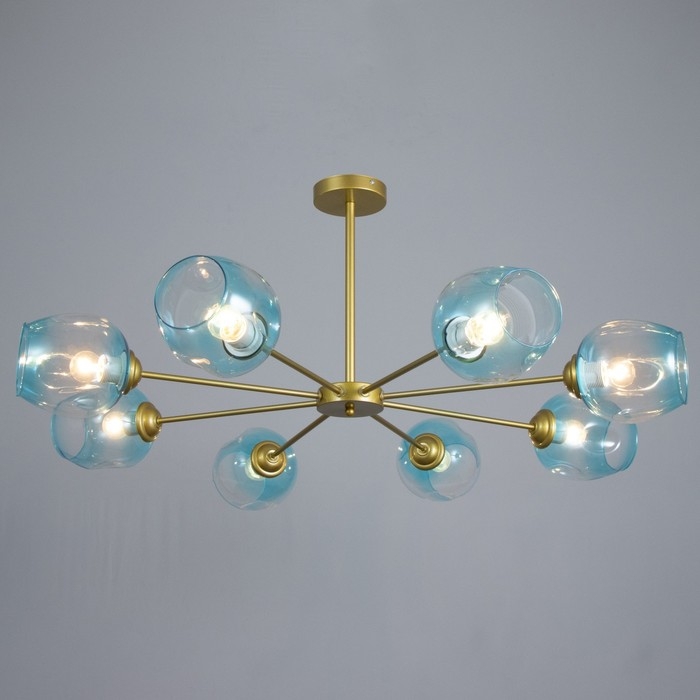 Люстра Люстра "Мурано" 8хЕ27 60Вт золото голубой 90х90х35см BayerLux