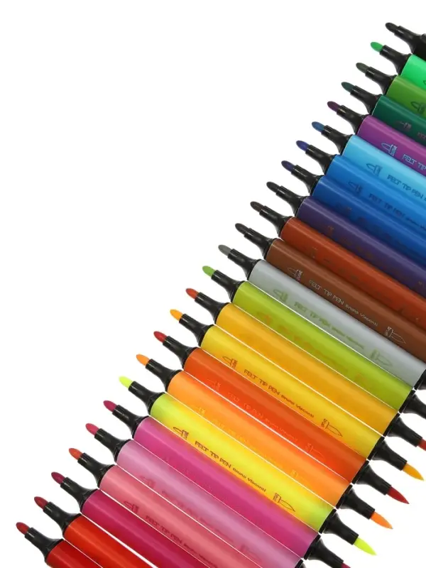 Фломастеры-кисточки 24 BRIGHT, COLORS, двусторонние, в пластиковом пенале