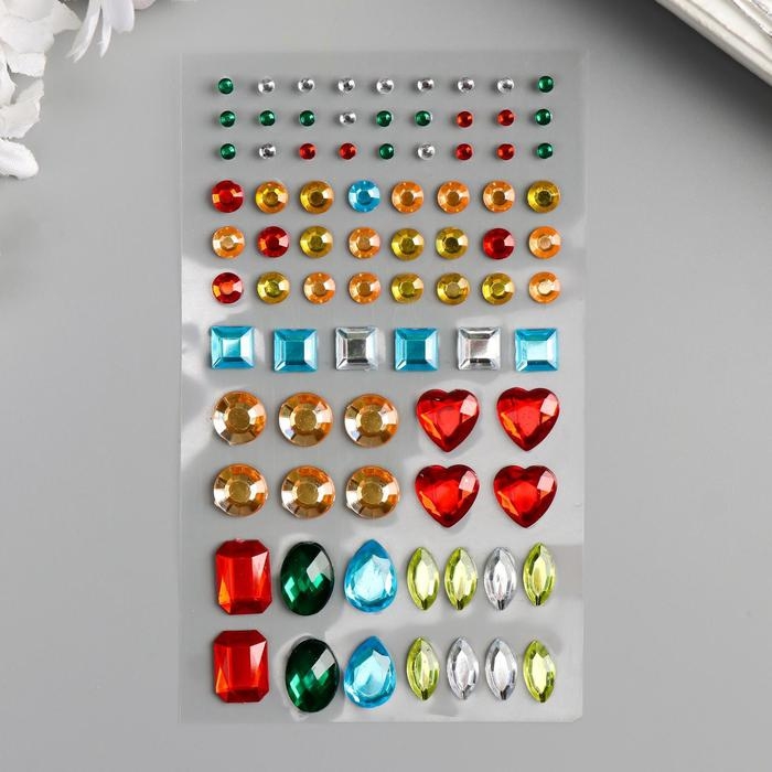 Наклейка пластик стразы Наклейка пластик стразы "Самоцветы" МИКС 19х8 см