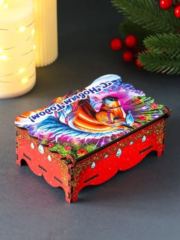 Шкатулка новогодняя "С Новым Годом" 14х9,3х6 см