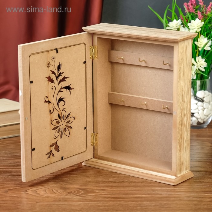 Ключница дерево 6 крючков Ключница дерево 6 крючков "Бабочки и цветы" 26х20х6,5 см