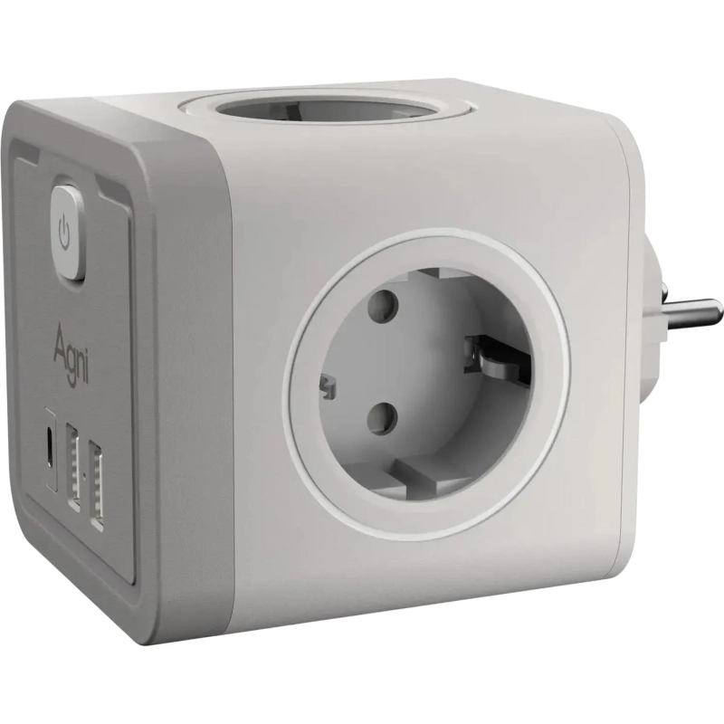 Тройник AGNI 4/220 + 2 USB + 1 Type C,белый(TP-WJ3U4E-C-white)