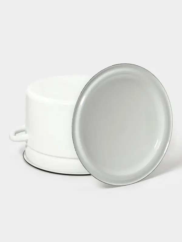 Кастрюля эмалированная, 8 л, d=26.4 см, с крышкой, без декора, белая