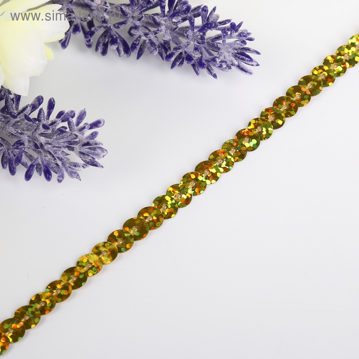 Нить из пайеток голографическая Нить из пайеток голографическая "Золото" намотка 5 метров