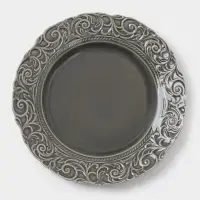 Тарелка обеденная WY Floral Laceware, d=25 см, фарфор, серая