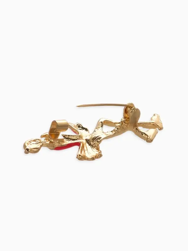 Брошь &laquo;Фигуристка&raquo;, белая, малиновый в золоте