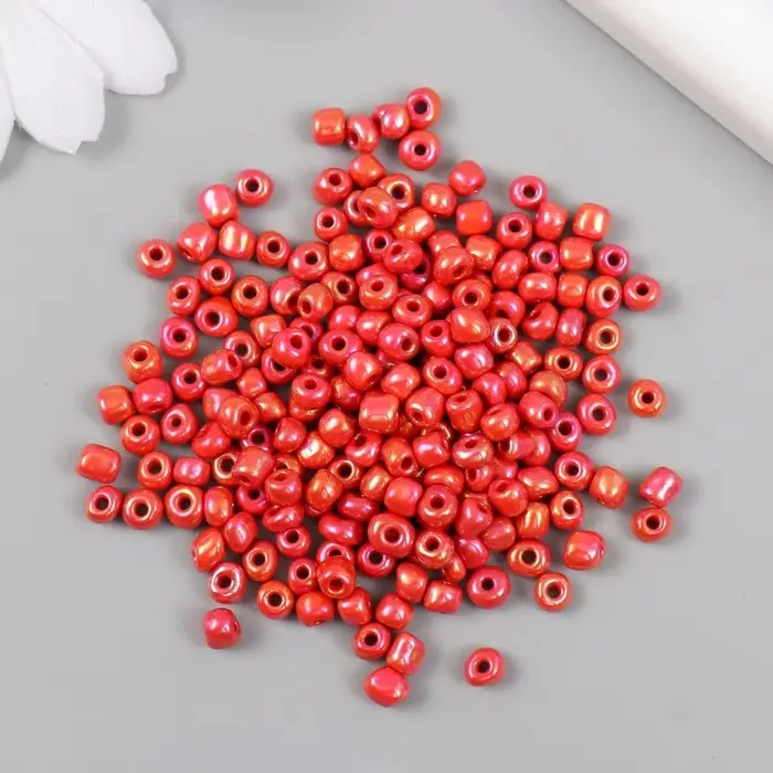 Бисер стекло 6/0  Бисер стекло 6/0 "Хамелеон. Красно-оранжевый" эффект керамики 30 гр