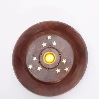 Подставка под благовония круглая &laquo;Звёзды&raquo;, 12.5&times;12.5&times;2 см, дерево шишам