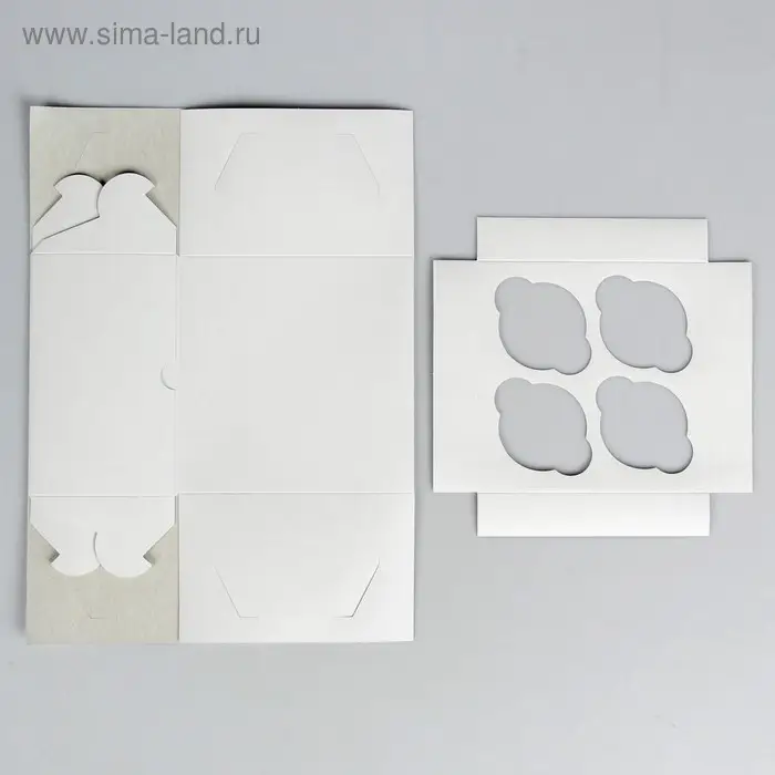 Упаковка для капкейков на 4 шт., без окна, белая 16×16×10 см Упаковка для капкейков на 4 шт., без окна, белая 16×16×10 см