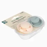 Соски-пустышки, от 6 мес., латекс, классические, в контейнере, набор из 2 шт., айвори/зелёный, M&B