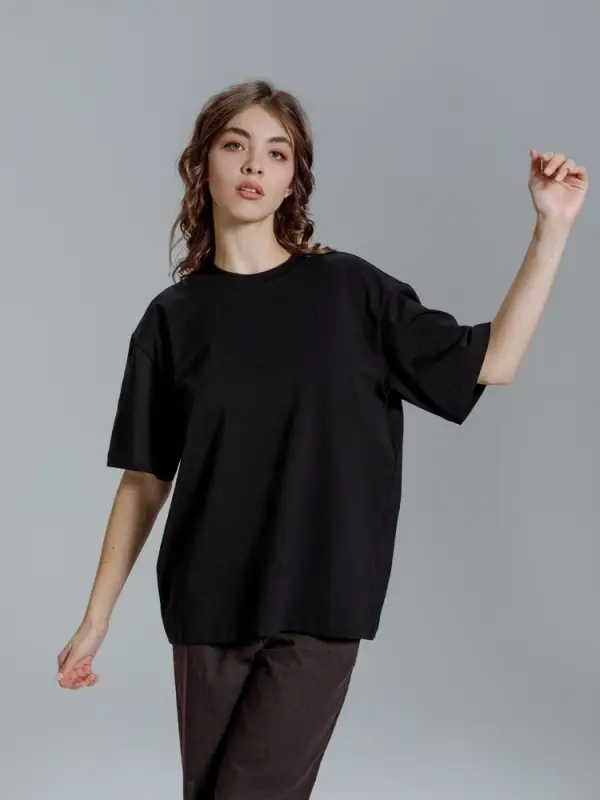 Футболка оверсайз Kangas, черная, XS/S Футболка оверсайз Kangas, черная, XS/S