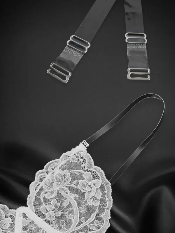 Лямки для бюстгальтера, силиконовые, фурнитура металл, 1.5 см, 37 см, пара, прозрачные