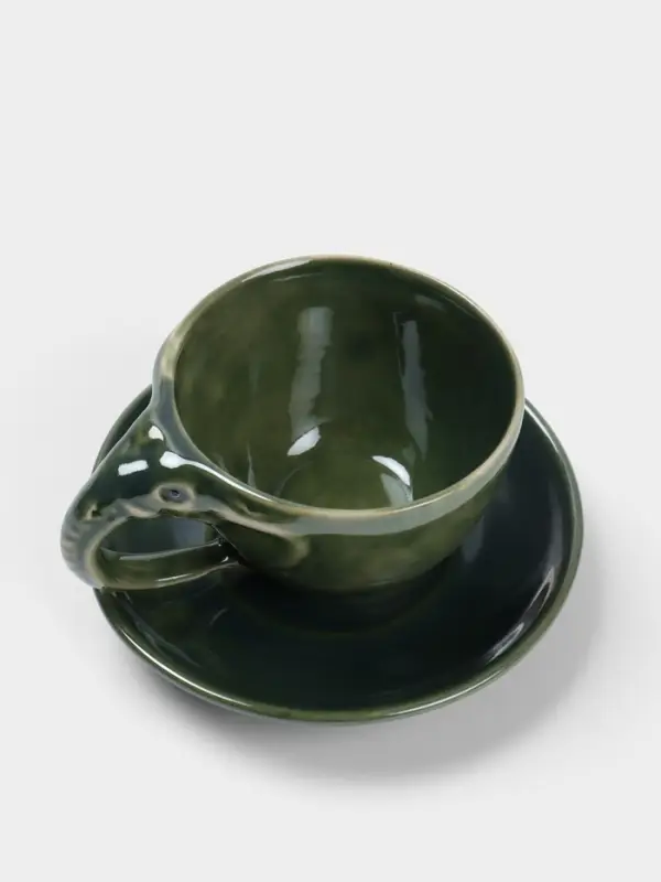 Чашка с блюдцем &laquo;Слоник&raquo;, 13&times;13&times;8 см, керамика, зелёная