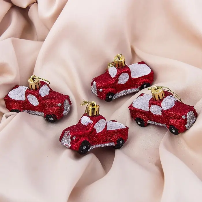 Ёлочные игрушки 4 шт. &laquo;Пикап&raquo;, 7&times;3 см, красный