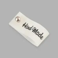 Бирка с кнопкой Hand made, 8&times;1.5 см, 10 шт., белая, чёрная