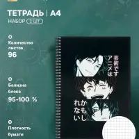 Тетради Calligrata &laquo;Аниме Art.Комикс&raquo;, А4, 2 штуки, 96 листов, в клетку, на гребне, обложка из мелованного картона