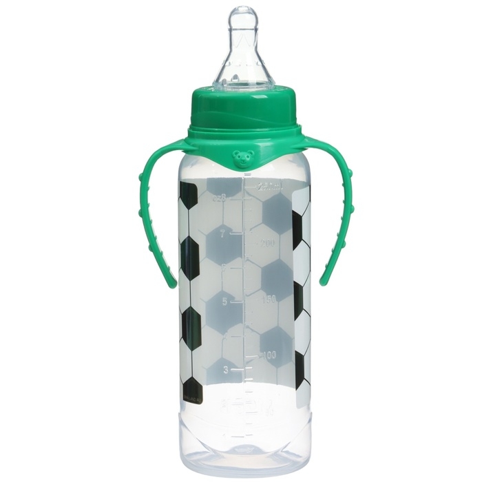 Бутылочка для кормления «Футболист», классическое горло, 250 мл., от 3 мес., цилиндр, с ручками Бутылочка для кормления «Футболист», классическое горло, 250 мл., от 3 мес., цилиндр, с ручками